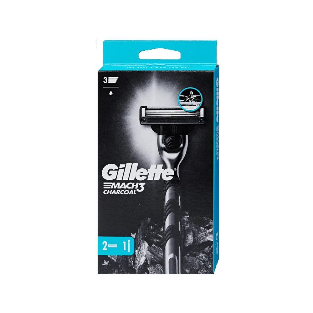Gillette Mach3 Charcoal Shaving Razor Kit with 2 Replacement Cartridges - Close Shave, Reduced Irritation Gillette Mach3 Charcoal Shaving Razor - Close Shave & Reduced Irritation Gillette Mach3, Charcoal Shaving Razor, Men's Grooming, Shaving Kit, Affordable Shaving Solution, Close Shave, Reduced Irritation, Ergonomic Handle, Charcoal-infused Blades, Mach3 Technology, Shaving Essentials, Men's Shaving, Grooming Tools