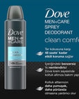 Dove Men+Care Clean Comfort Antiperspirant Deodorant Spray - 48-Hour Sweat Protection, Moisturizing Cream, Alcohol-Free for Sensitive Skin Dove Men+Care Deodorant Spray - 48hr Protection Men's Deodorant Spray, Antiperspirant Deodorant, Sweat Protection, Body Odor Protection, Sensitive Skin Deodorant, Moisturizing Deodorant, Alcohol-Free Deodorant, Long-Lasting Deodorant, Fresh Fragrance, Gentle Deodorant, Active Men's Care, Personal Care, Hygiene Products