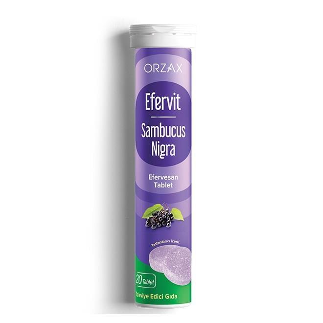 Orzax Efervit Sambucus Nigra 20 Efervescent Tablets - Immune Support Supplement with Vitamin C & Zinc Orzax Efervit Sambucus Nigra - Immune Support Efervescent Tablets Dietary Supplement, Sambucus Nigra, Efervescent Tablets, Vitamin C, Zinc, Immune Support, Natural Health Supplements, Effervescent Vitamins, Health Supplements, Immune Boost, Cold and Flu Relief, Antioxidant Supplements, Zinc Supplements, Vitamin C Supplements