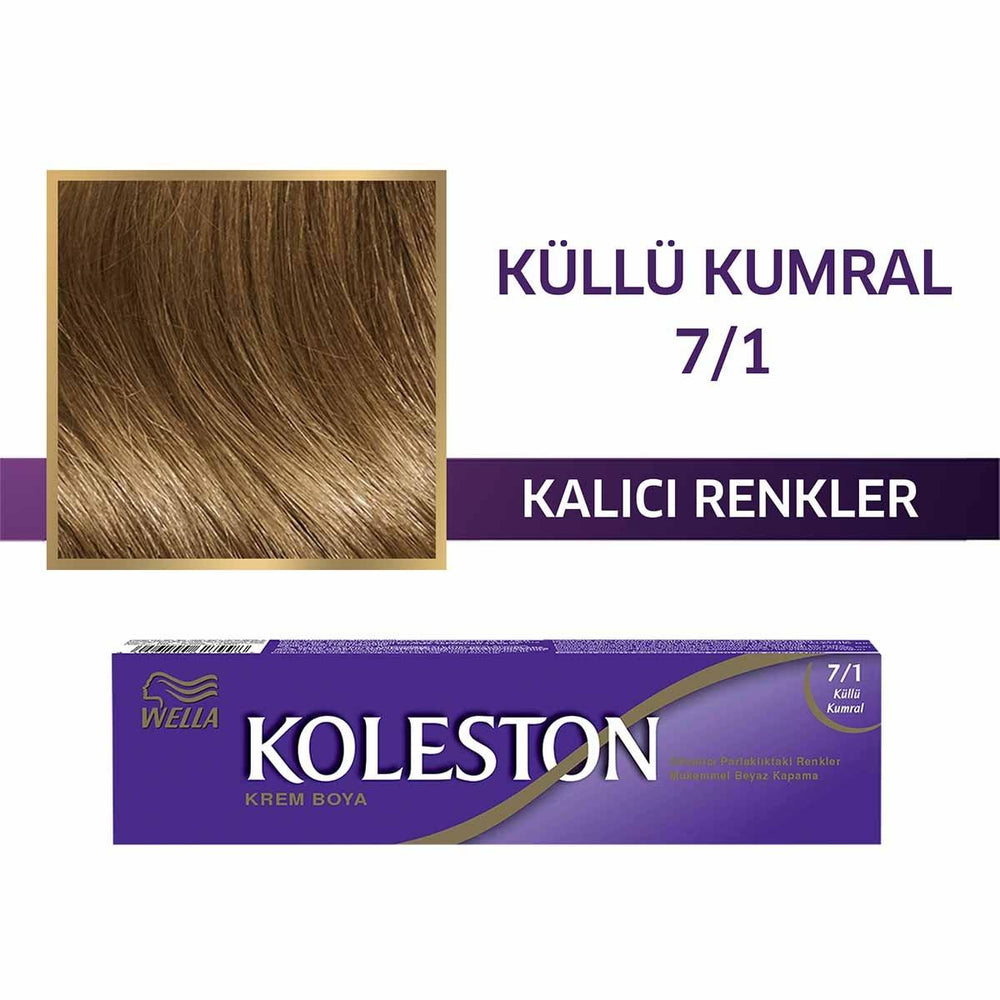 Wella Koleston Hair Dye - Easy Application, Long-Lasting Color, Grey Coverage - 7/1 Küllü Kumral - view 4