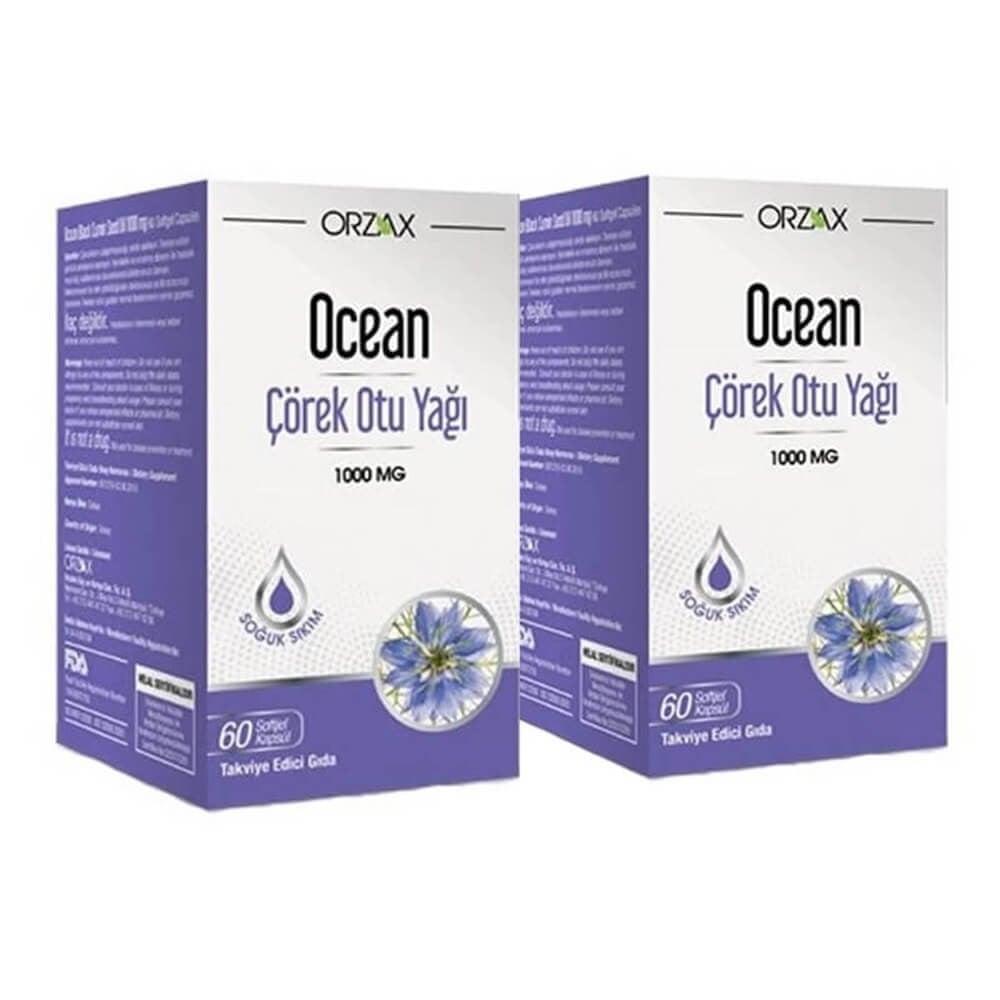 Ocean Black Seed Oil Supplement - 2 x 60 Capsules, Cold-Pressed, Vegan, Natural Health Benefits Ocean Black Seed Oil Supplement - 120 Capsules black seed oil supplement, dietary supplement, cold-pressed black seed oil, vegan supplement, natural health supplement, black seed oil capsules, Çörek Otu Yağı, health and wellness products, natural health, wellness supplements, immune support, vegan health products