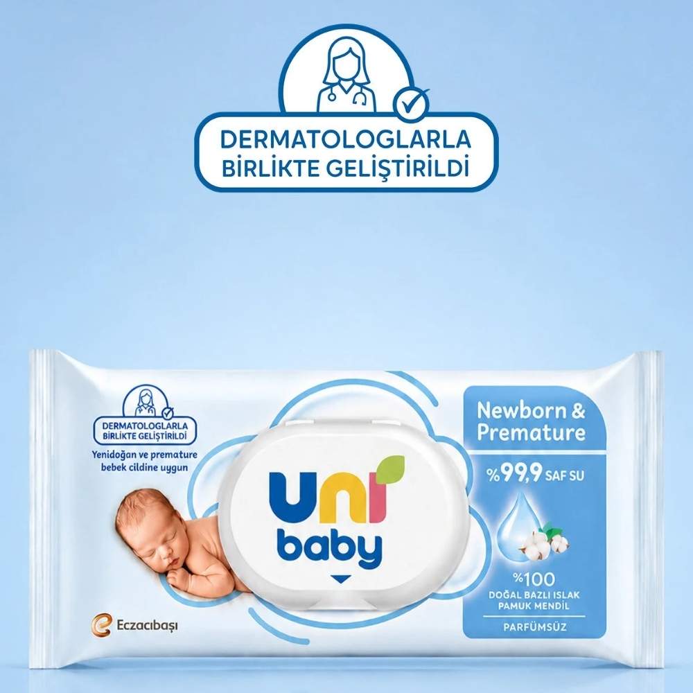 Uni Baby Newborn & Premature Wet Wipes for Sensitive Skin 40 Count