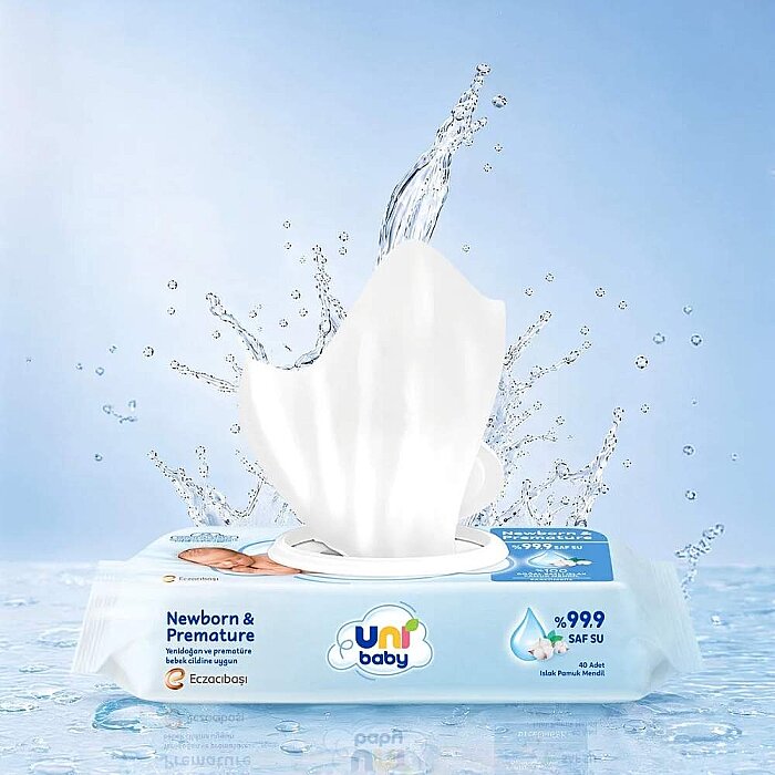 Uni Baby Newborn & Premature Wet Wipes for Sensitive Skin 40 Count