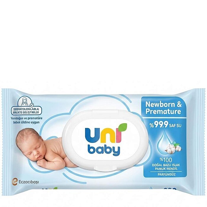 Uni Baby Newborn & Premature Wet Wipes for Sensitive Skin 40 Count