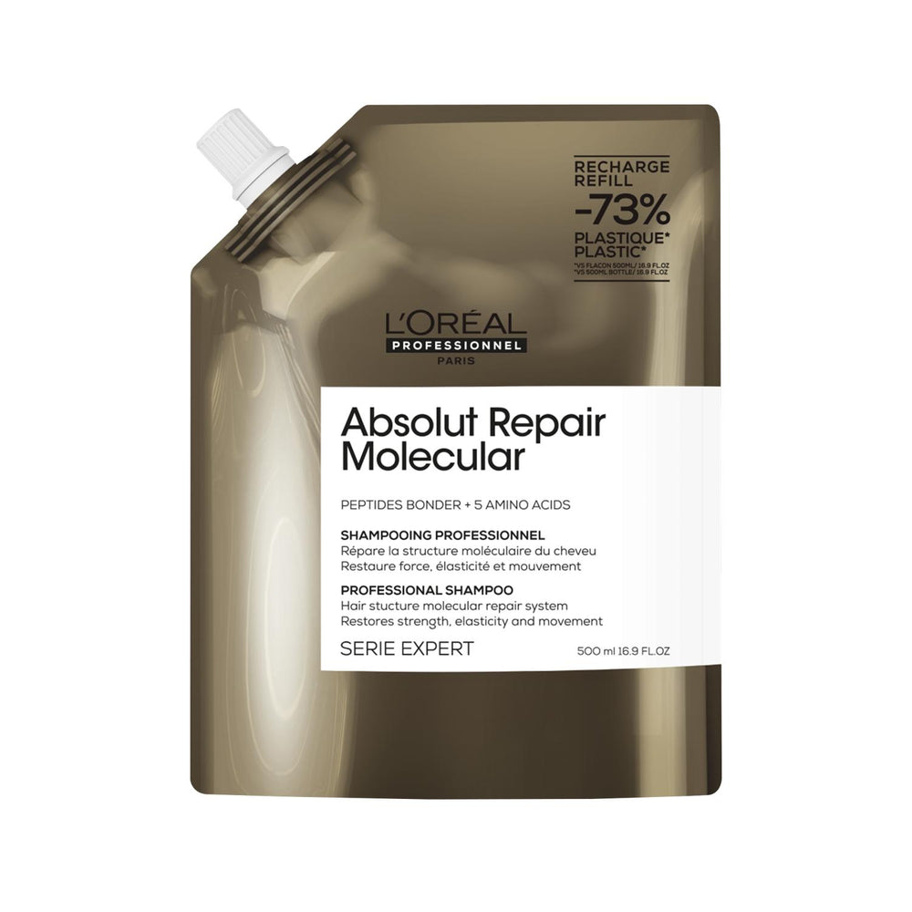 L'Oreal Professionnel Paris Serie Expert Absolut Repair Molecular Shampoo for Damaged Hair - 500ml Refill, Repairing & Nourishing, Professional Hair Care L'Oreal Professionnel Paris Repair Shampoo for Damaged Hair L'Oreal Professionnel Paris, Serie Expert Absolut Repair Molecular, Damaged hair shampoo, Repairing shampoo, Professional hair care, Hair repair, Nourishing shampoo, Molecular repair technology, 500ml refill, Damaged hair care, Hair treatment, Professional hair repair, Healthy hair, Hair nourishme