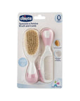 Chicco Baby Hair Brush and Comb Set for Newborns - Gentle Natural Bristle Brush and Safe Round-Tipped Comb for - Baby Care