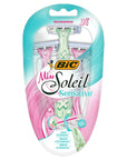 Bic Women's Razor - Miss Soleil Sensitive 3-Blade Shaving System for Smooth Skin Bic Women's Razor for Smooth Shaving Women's Razor, Sensitive Skin Razor, Lubricating Strip Razor, Ergonomic Handle Razor, Aloe Vera and Vitamin E Razor, Smooth Shaving, Women's Grooming, Personal Care, Shaving Essentials, Bic Miss Soleil