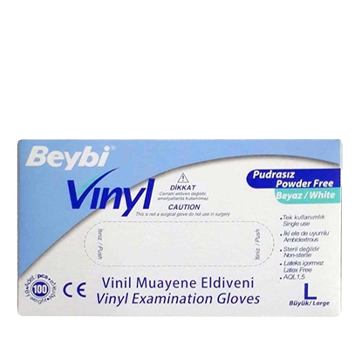 Beybi Powder-Free Vinyl Large Examination Gloves - 100 Count - Latex-Free, Medical Grade, Protective Disposable Gloves Beybi Vinyl Gloves - Powder-Free, Large - Medical Grade Protection vinyl examination gloves, powder-free gloves, large size gloves, medical gloves, disposable gloves, latex-free gloves, examination gloves large, protective gloves, cleaning gloves, vinyl medical gloves, vinyl gloves, examination gloves, medical grade gloves, large gloves, powder free, latex free, healthcare, cleaning, sanita