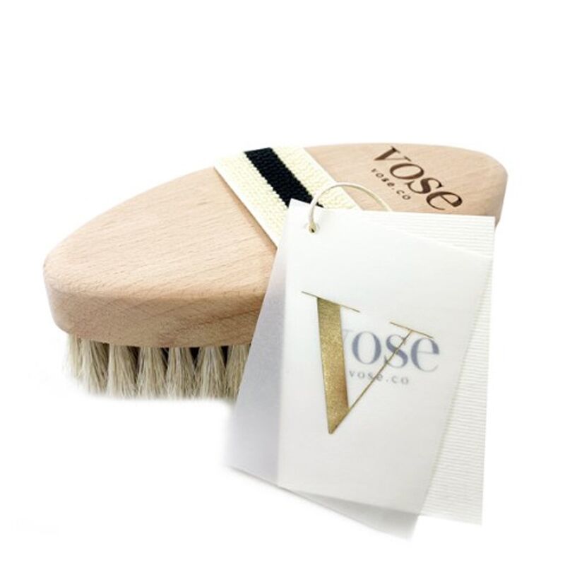 Vose Lotus Natural Horsehair Dry Body Brush for Smooth Skin