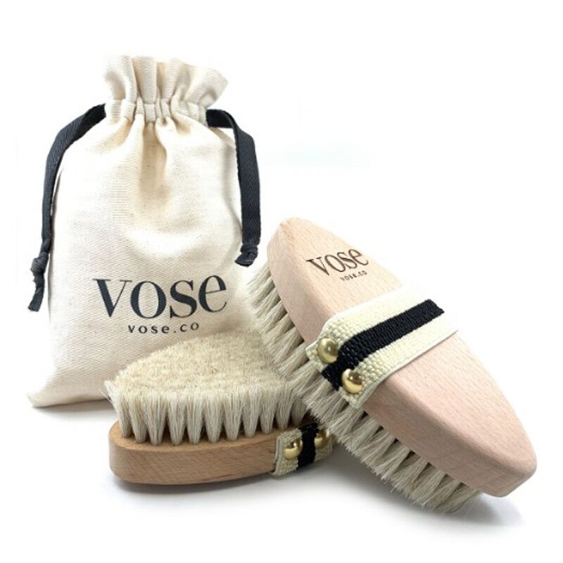 Vose Lotus Natural Horsehair Dry Body Brush for Smooth Skin