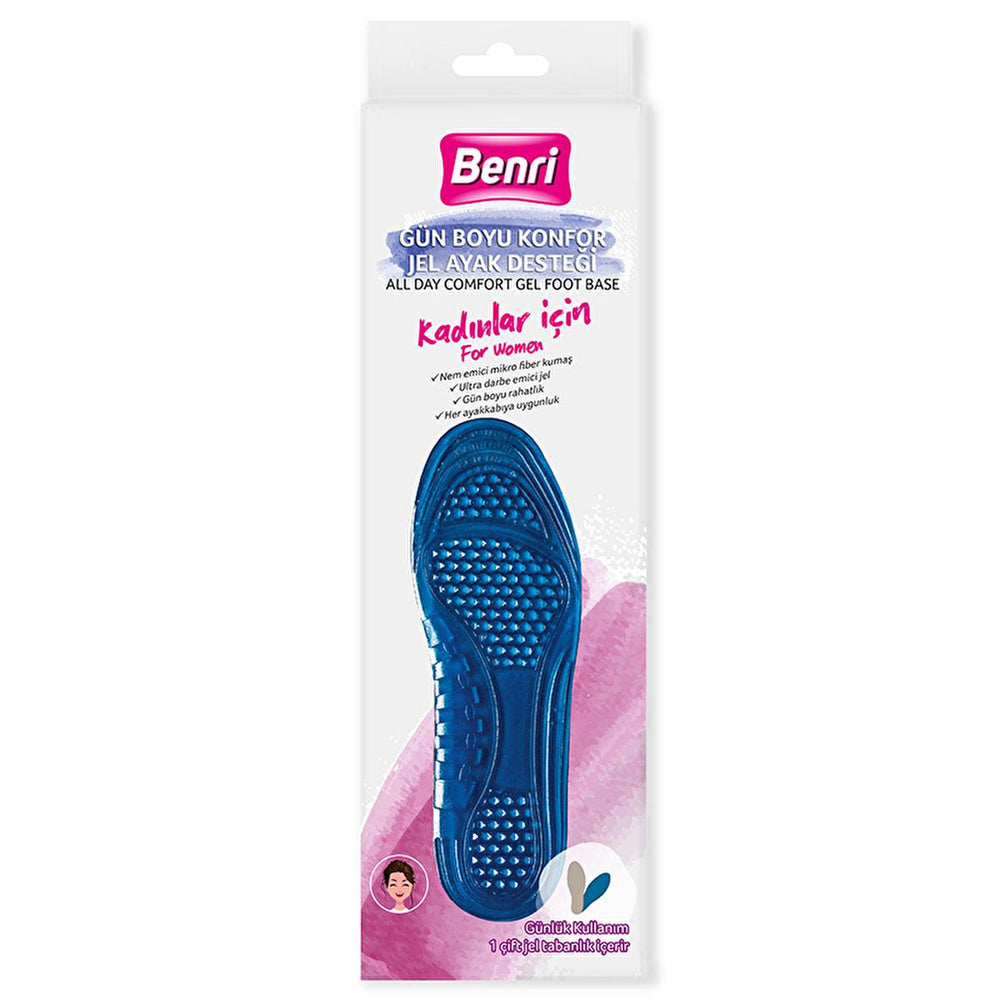 Benri Women's Comfort Foot Insole - Microfiber, Sweat-Reducing, Cut-to-Fit Design - Foot Cream