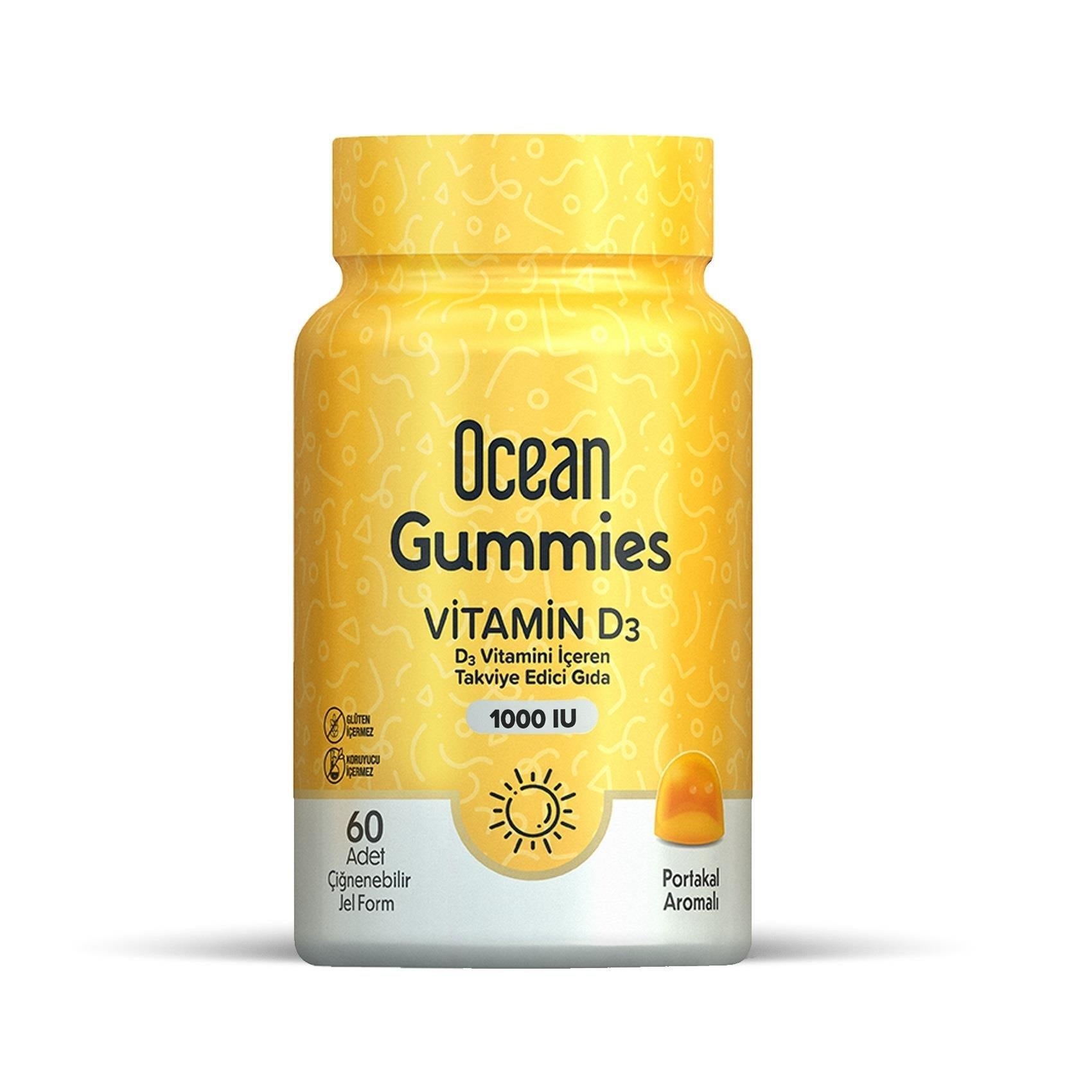 Ocean Gummies Vitamin D3 Supplement - Chewable Gummies for Bone Health & Immune Support, Orange Flavor, 60 Count Ocean Gummies Vitamin D3 - Orange Flavor Gummies for Bone Health Vitamin D3 supplement, Chewable Vitamin D3 gummies, Orange flavor Vitamin D supplement, Vitamin D support for adults and children, Healthy bone supplement, Dietary supplement, Immune system support, Bone health, Health and wellness, Supplement for kids over 11, Easy-to-consume vitamins, Orange flavor gummies, No added preservatives,