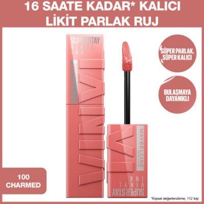 Maybelline New York Super Stay Vinyl Ink Likit Parlak Ruj - 100 Charmed, Long-Lasting Liquid Lipstick with Non-Sticky Formula Maybelline Super Stay Vinyl Ink - Long-Lasting Lip Color long-lasting lip gloss, liquid lipstick, Maybelline Super Stay Vinyl Ink, non-sticky lip color, 16-hour lip makeup, lip care cosmetics, cosmetics, makeup, beauty products, lipstick, Maybelline, New York, Super Stay Vinyl Ink, 100 Charmed, Charmed, lip gloss, vibrant lip color, durable lip makeup