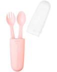 Wee Baby Fork and Spoon Set with Travel Case Pink