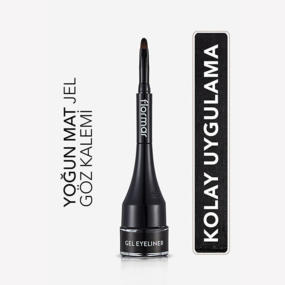 Flormar Gel Eyeliner GE01 Gel Black - Long Lasting, High Pigment, Matte Finish with Coconut Oil - Eyeliner