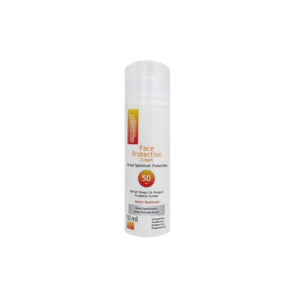 Dermoskin Sunscreen Cream Face Protection SPF50 50ml - Moisturizing, Water-Resistant, Sensitive Skin Friendly Dermoskin SPF50 Sunscreen Cream - Moisturizing & Water-Resistant sunscreen cream, face protection, SPF50, moisturizing sunscreen, sensitive skin friendly, water-resistant, paraben-free, perfume-free, colorant-free, natural ingredients, helianthus annuus seed oil, glycerin, aloe vera, sun protection, skin care, cosmetics, daily use, outdoor activities