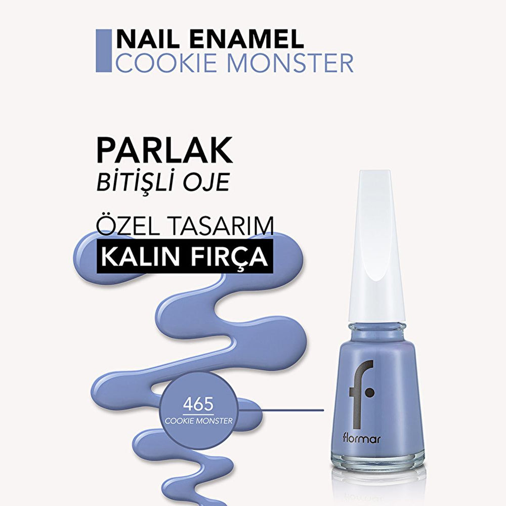 Flormar Nail Enamel: High Pigment, Long Lasting Nail Polish - Chip Resistant, Strengthening, Glossy Finish - Cookie Monster Shade Flormar Nail Polish: High Pigment, Long Lasting Color - Cookie Monster nail polish, flormar nail enamel, high pigment nail polish, long lasting nail polish, chip resistant nail polish, nail strengthening polish, glossy nail polish, nail color, manicure, nail care, nail enamel, colored nail polish, vibrant nail polish, durable nail polish, womens nail polish, girls nail polish, na