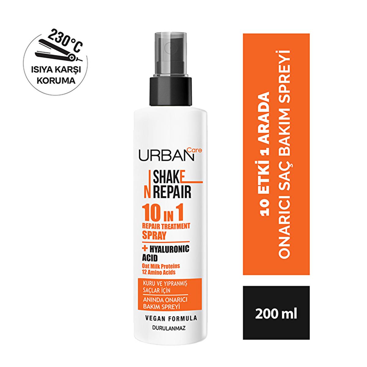 Urban Care Shake N Repair: 10-in-1 Leave-In Hair Care Spray - Heat Protection, Damage Repair, Frizz Control, Vegan - 6.76 fl oz Urban Care Hair Spray: Heat Protection, Frizz Control, Vegan hair care spray, leave-in conditioner, dry hair treatment, damaged hair repair, heat protectant spray, frizz control spray, vegan hair care, hyaluronic acid hair spray, UV protection hair spray, 10-in-1 hair treatment, hair spray, conditioner, hair repair, heat protection, frizz control, vegan, hyaluronic acid, UV protect