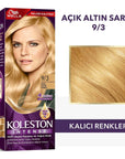 Wella Koleston Intense 9/3: Light Golden Blonde Hair Dye - 100% Gray Coverage, Argan Oil, and Long-Lasting Color Wella Koleston Light Golden Blonde Hair Dye: Gray Coverage & Argan Oil hair dye, permanent hair color, gray coverage hair dye, argan oil hair color, Wella Koleston hair dye, light golden blonde hair dye, at home hair color, long lasting hair color, hair coloring kit, hair dye with argan oil, hair color, hair coloring, blonde hair dye, golden blonde hair, light blonde hair, hair treatment, argan o