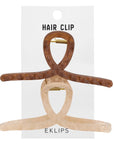 Eklips Frosted Bow Hair Clips Matte Brown & Beige 2 Pack