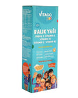 Vitago Kids Omega-3 Fish Oil Syrup with Vitamins A, D3, E, K2 - Delicious Orange Flavor for Brain Development & Immunity - 150ml Vitago Kids Omega-3: Brain & Immunity Support with Vitamins kids omega 3, fish oil for children, vitamin D3 for kids, vitamin A for children, vitamin k2 for kids, omega 3 syrup, fish oil with orange flavor, children's multivitamins, brain development supplements, immunity support for kids, Omega-3, fish oil, vitamin D, vitamin A, vitamin K, syrup, children's health, brain developm