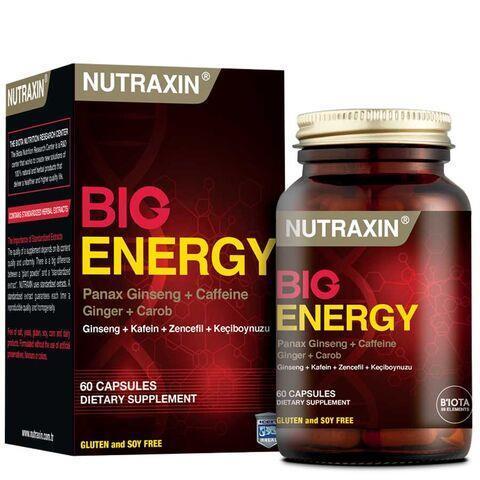 Nutraxin Big Energy 60 Capsules - Caffeine, Ginseng & Ginger Supplement for Energy Boost Nutraxin Big Energy Capsules - Natural Energy Boost Supplement dietary supplement, energy capsules, caffeine ginseng supplement, natural energy booster, herbal extract capsules, energy boost, mental clarity, physical performance, digestion support, hypoallergenic, natural ingredients, busy professionals, athletes, energy lift