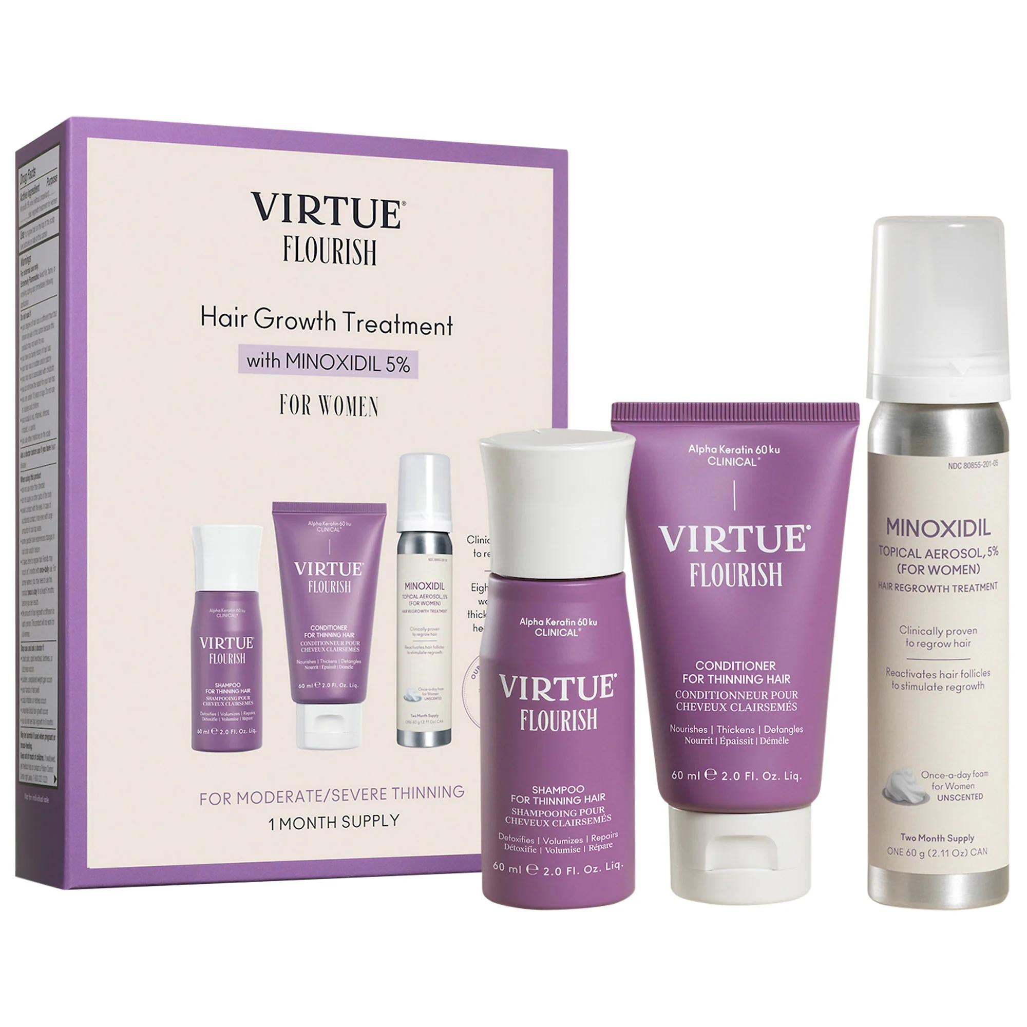 Flourish Hair Growth Treatment Set with Minoxidil - Nourishes Scalp, Thickens Hair, Vegan & Cruelty-Free Flourish Hair Growth Treatment Set - Minoxidil for Thinning Hair Hair Growth Treatment, Minoxidil Hair Regrowth, Thinning Hair Solution, Scalp Nourishment, Vegan Hair Care, Cruelty-Free, Gluten-Free, Hair Loss Treatment, Hair Regrowth Solution, Scalp Health, Hair Thickening, Alpha Keratin 60ku CLINICAL Protein, Biomimetic Signal Peptides
