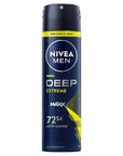 Nivea Men Deep Extreme Deodorant Spray for Men - Long Lasting Anti-Perspirant Protection, 72 Hour Sweat Control, Active Carbon Formula Nivea Men Deep Extreme Deodorant Spray - 72 Hour Protection Nivea Men Deodorant, Deodorant Spray for Men, Long-lasting Anti-perspirant, Active Carbon Deodorant, Dermatologically Tested Deodorant, Men's Grooming, Personal Care, Anti-Perspirant Deodorant, Sweat Control, Odor Protection, Active Lifestyle, Sports Deodorant