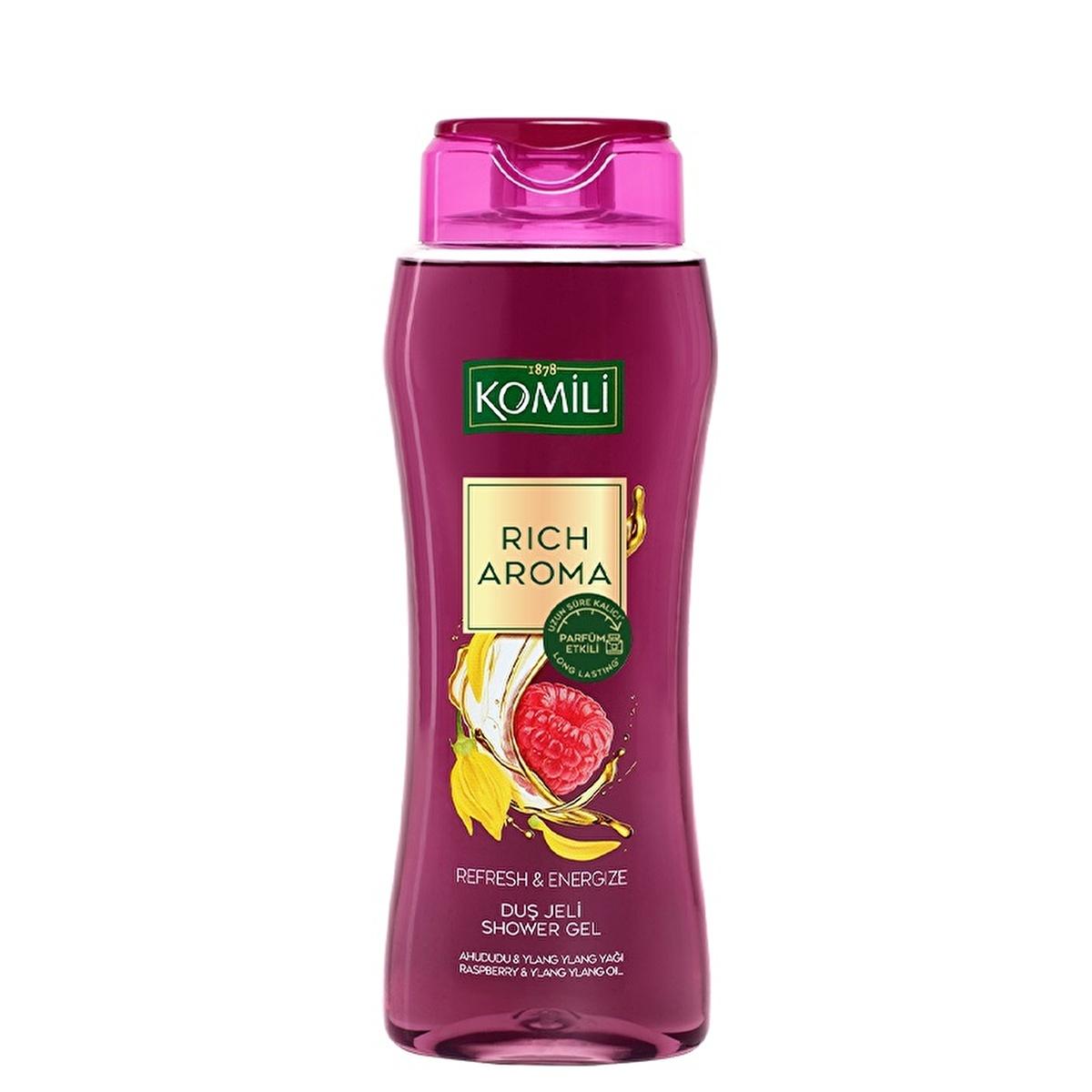 Komili Rich Aroma Refresh & Energize Shower Gel - Long Lasting Fragrance & Energizing Formula Komili Refresh & Energize Shower Gel - 16.91 fl oz Shower Gel, Scented Shower Gel, Refresh & Energize, Long-lasting fragrance, Raspberry and Ylang Ylang shower gel, Energizing Shower Gel, Luxurious Shower Experience, Refreshing Shower Gel, Personal Care, Skincare, Fragrance, Aromatic Shower Gel