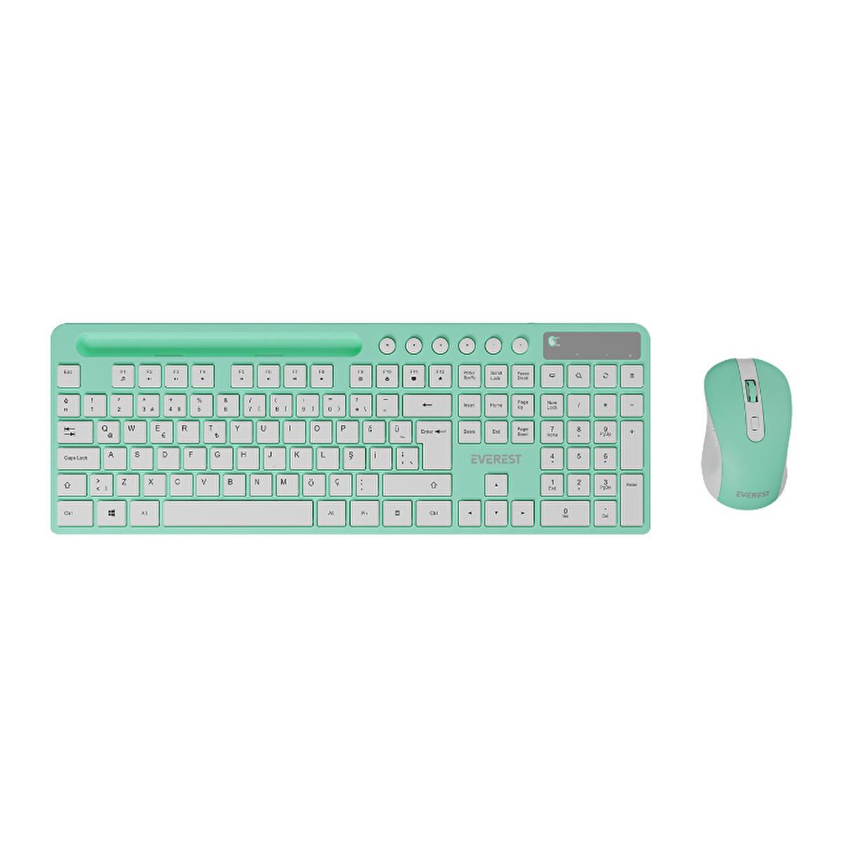 Everest Wireless Keyboard and Mouse Set KM-730 - Kablosuz Klavye - Long Lasting Battery Life Everest KM-730 Wireless Keyboard & Mouse Set - Long Battery Life Wireless Keyboard, Mouse Set, Kablosuz Klavye, KM-730, Everest Yeşil Beyaz, Clutter-Free Workspace, Long Battery Life, UV Protected Keys, Adjustable DPI, Office Essentials, Gaming Peripherals