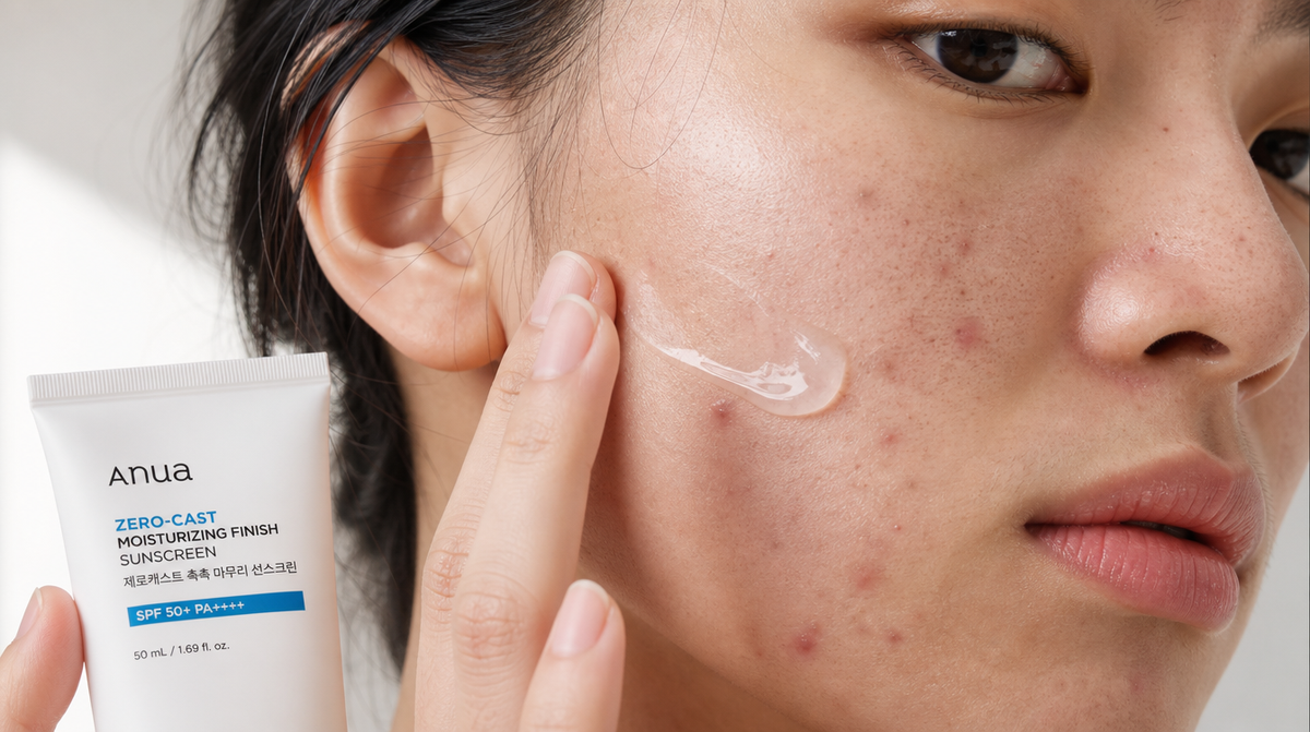 Person applying sunscreen on face