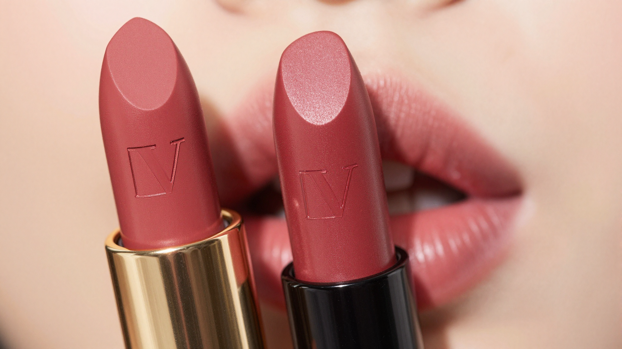 Valentino lipstick with satin finish on lips