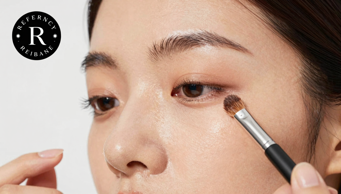 Woman applying concealer under eye