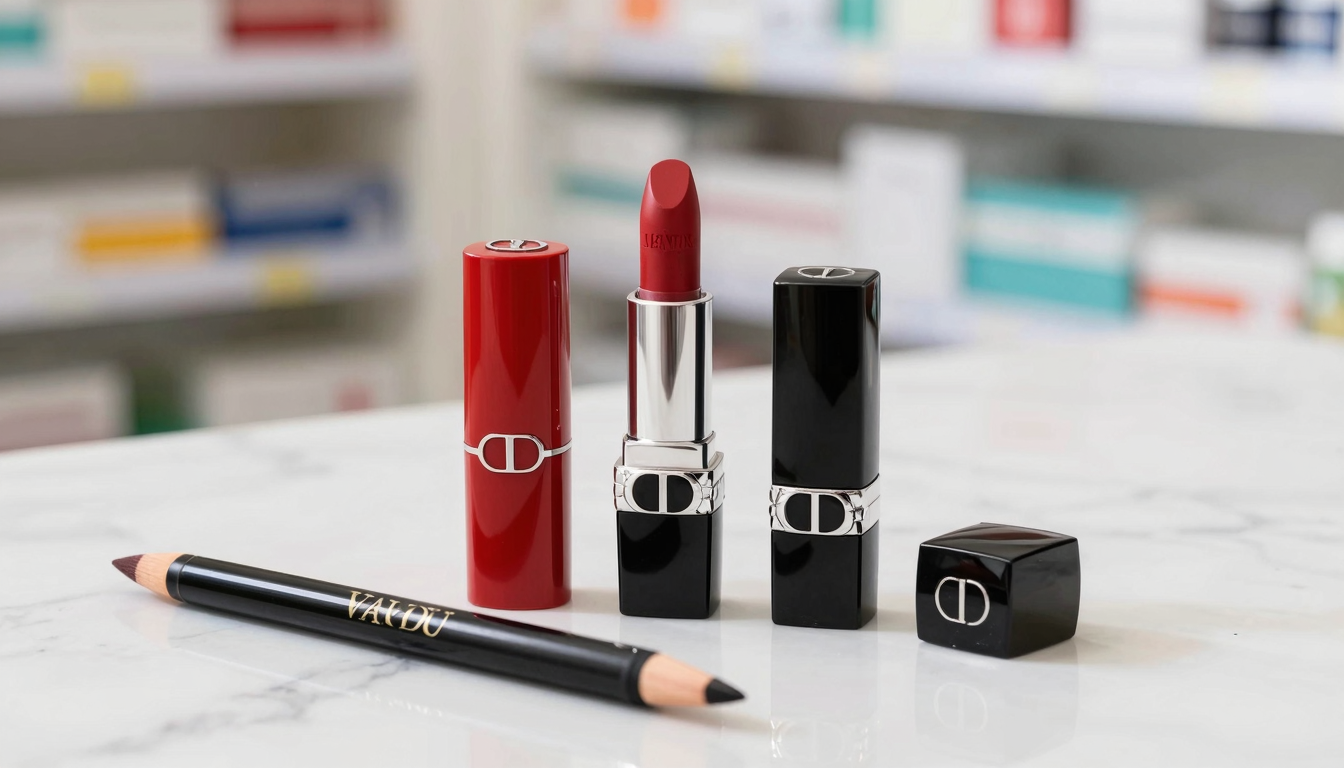 Luxury makeup products from a pharmacy setting