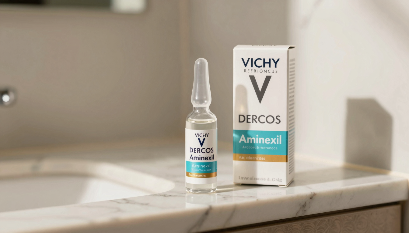 Vichy Dercos Aminexil anti-hair loss serum ampoules and box