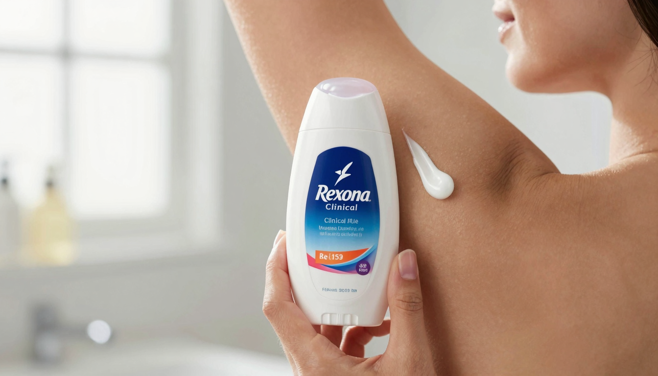 Applying Rexona Clinical antiperspirant roll-on