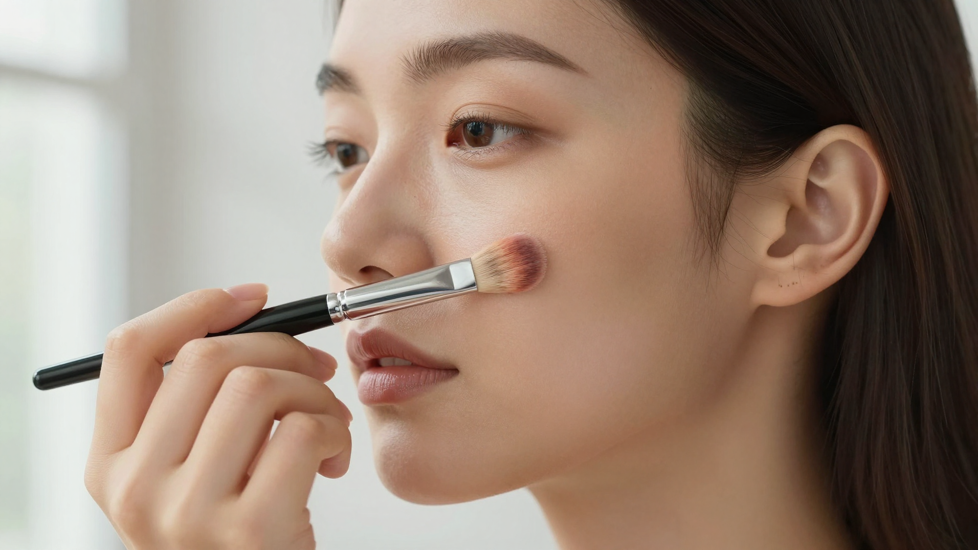 Applying concealer with a brush