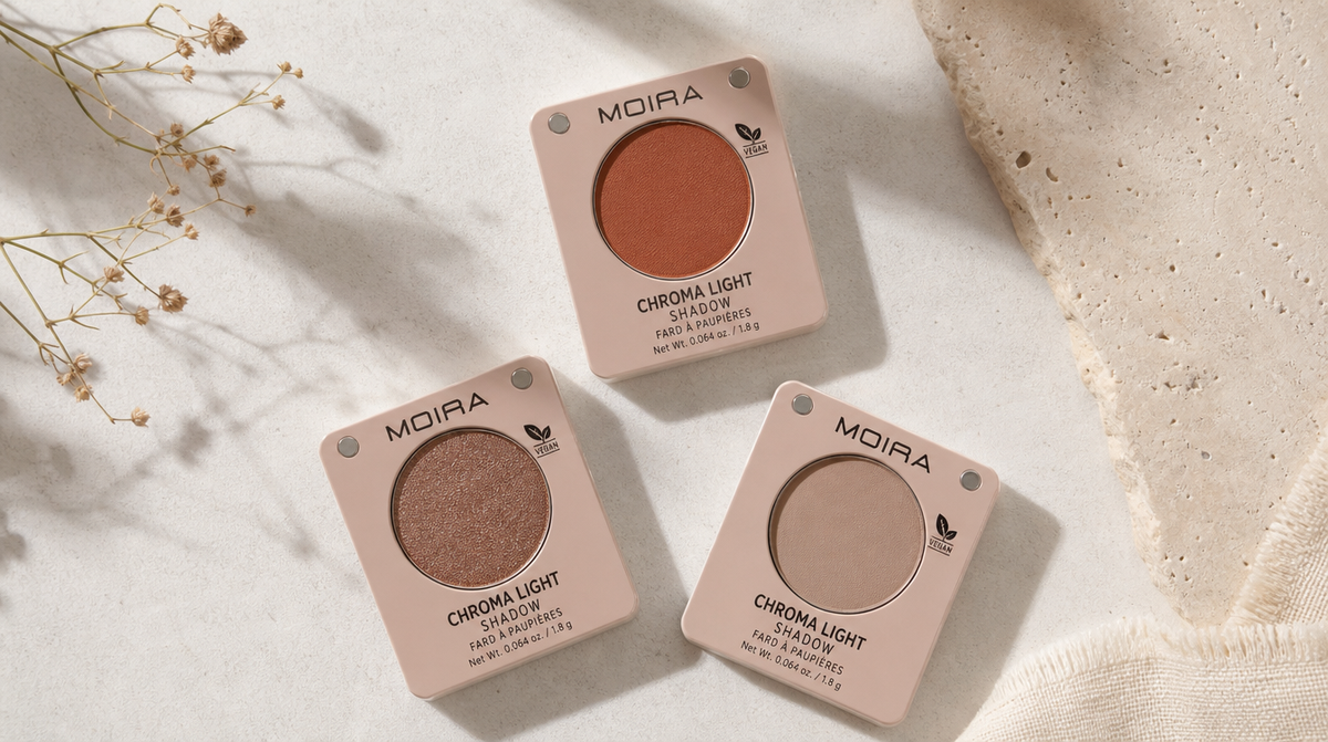Vegan eyeshadow singles in pans flat lay
