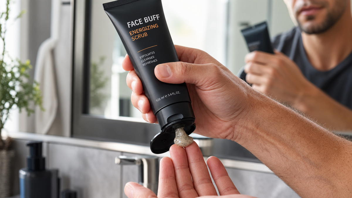 The Face Buff Energizing Scrub - Dermatologist-Tested Face Scrub for Men & Women, Pre-Shave Cleanser, Exfoliating Scrub for Smoother Shave & Radiant Skin