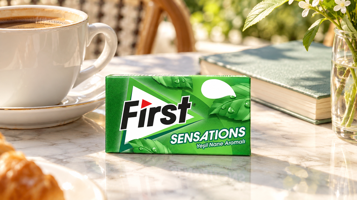 First Sensations Green Mint Flavored Chewing Gum 27g - Refreshing Breath Freshener
