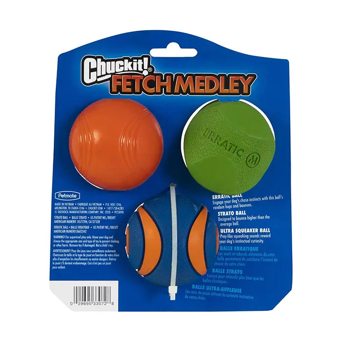 Chuckit Fetch Medley Gen2 Dog Ball Set Medium 3-Pack