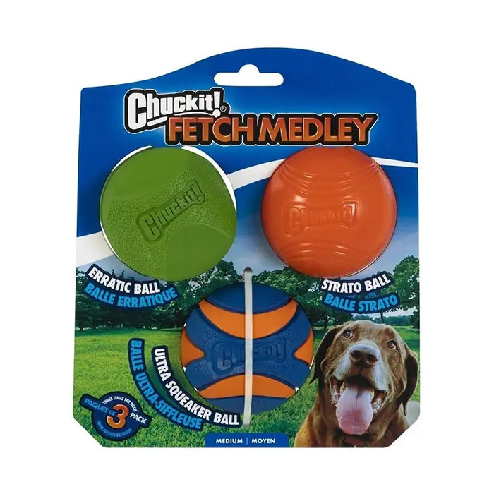 Chuckit Fetch Medley Gen2 Dog Ball Set Medium 3-Pack