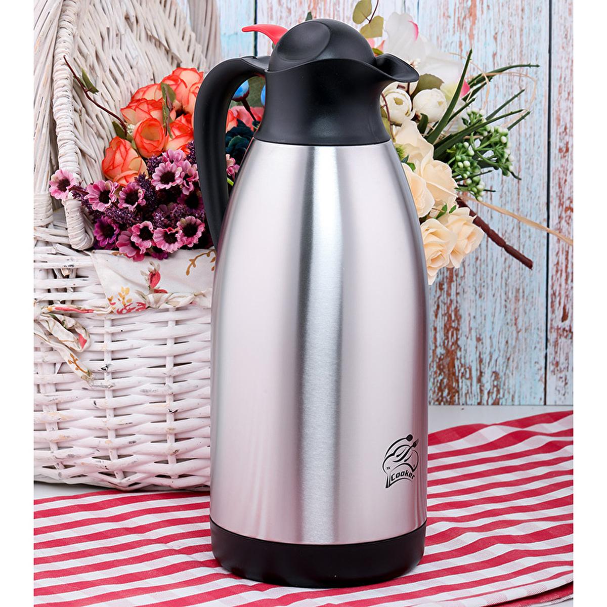 Cooker 2.5 Liter Stainless Steel Thermos: Keeps Drinks Hot or Cold for 24 Hours - Shatterproof, Large Capacity Insulated Beverage Container Cooker Stainless Steel Thermos - 24 Hour Hot &amp; Cold! stainless steel thermos, insulated beverage container, 2.5 liter thermos, hot cold thermos, shatterproof thermos, large capacity thermos, thermos, stainless steel, insulated, beverage container, hot thermos, cold thermos, shatterproof, large capacity, outdoor enthusiasts, durable thermos, long-lasting thermos, ergonom