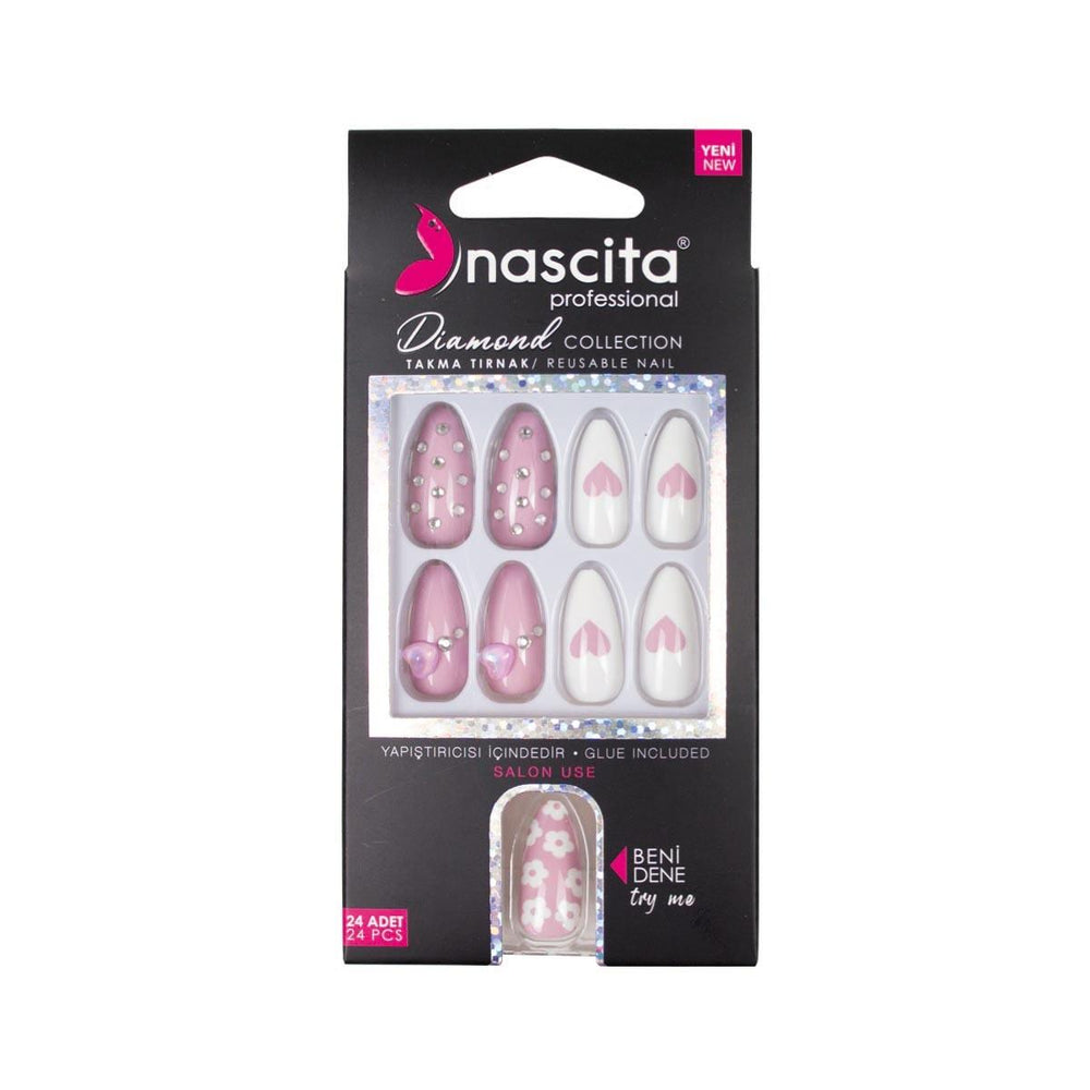 Nascita Reusable False Nail Set S256 - Easy DIY Nail Application, Temporary Nail Enhancement - Nail Polish