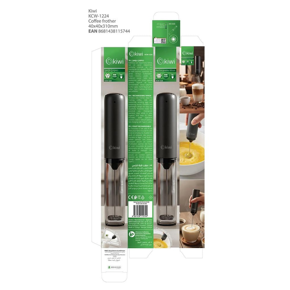 Kiwi KCW-1224 Rechargeable Whisk for Frothing Milk
