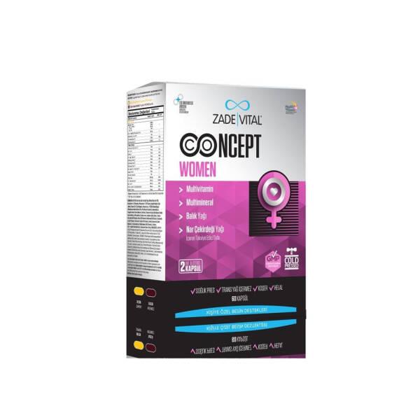Zade Vital Concept Women Multivitamin Supplement with Omega-3 - 60 Capsules Zade Vital Concept Women Multivitamin with Omega-3 Multivitamin for women, Omega-3 supplement, Antioxidant support, Dietary supplement, Nutritional health, Women's health, Health and wellness, Supplement for energy, Multivitamin, Omega-3, Fish oil, Pomegranate seed oil, Coenzyme Q10, Alpha Lipoic Acid, B Vitamins, Iron, Zinc, Vitamin D3, Vitamin K2