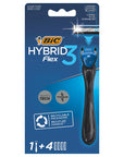 Bic Flex3 Hybrid Razor with Titanium Blades - Ergonomic Handle, Recyclable, Sensitive Skin Shaving - Hygiene Products