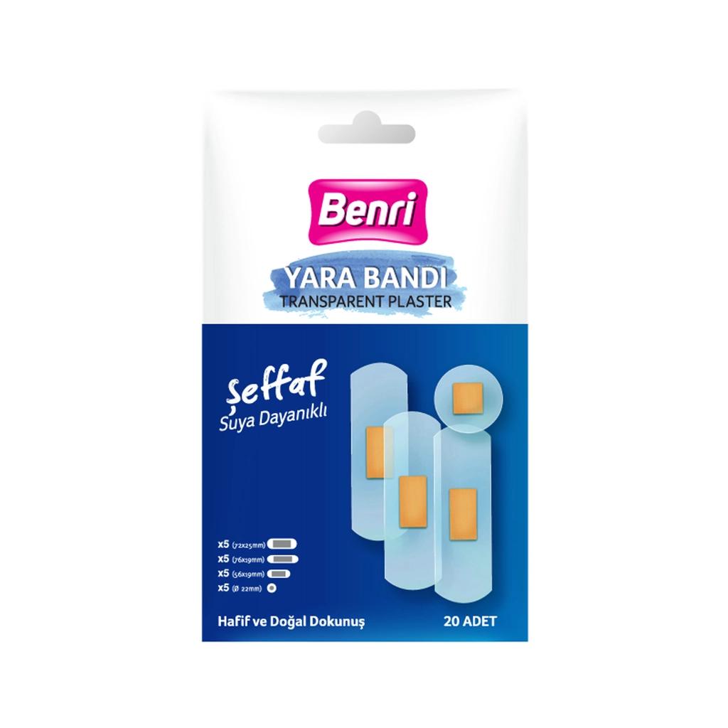 Benri Transparent Adhesive Bandages for Discreet Protection 20-Pack