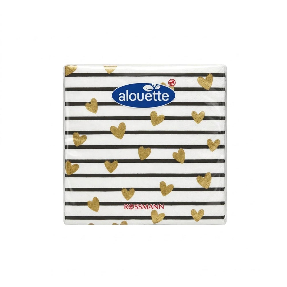 Alouette Gold Heart Spring Cocktail Napkins 20 Count