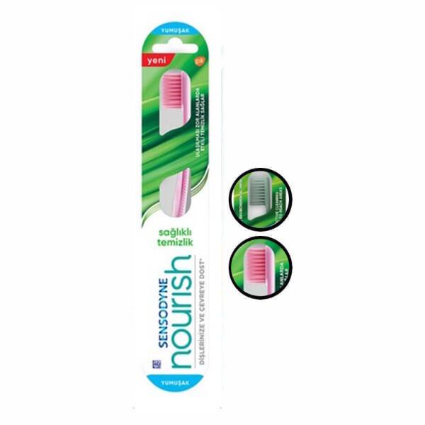 Sensodyne Nourish Soft Toothbrush for Sensitive Teeth and Gums - Gentle Cleaning, Healthy Oral Hygiene - Toothpaste